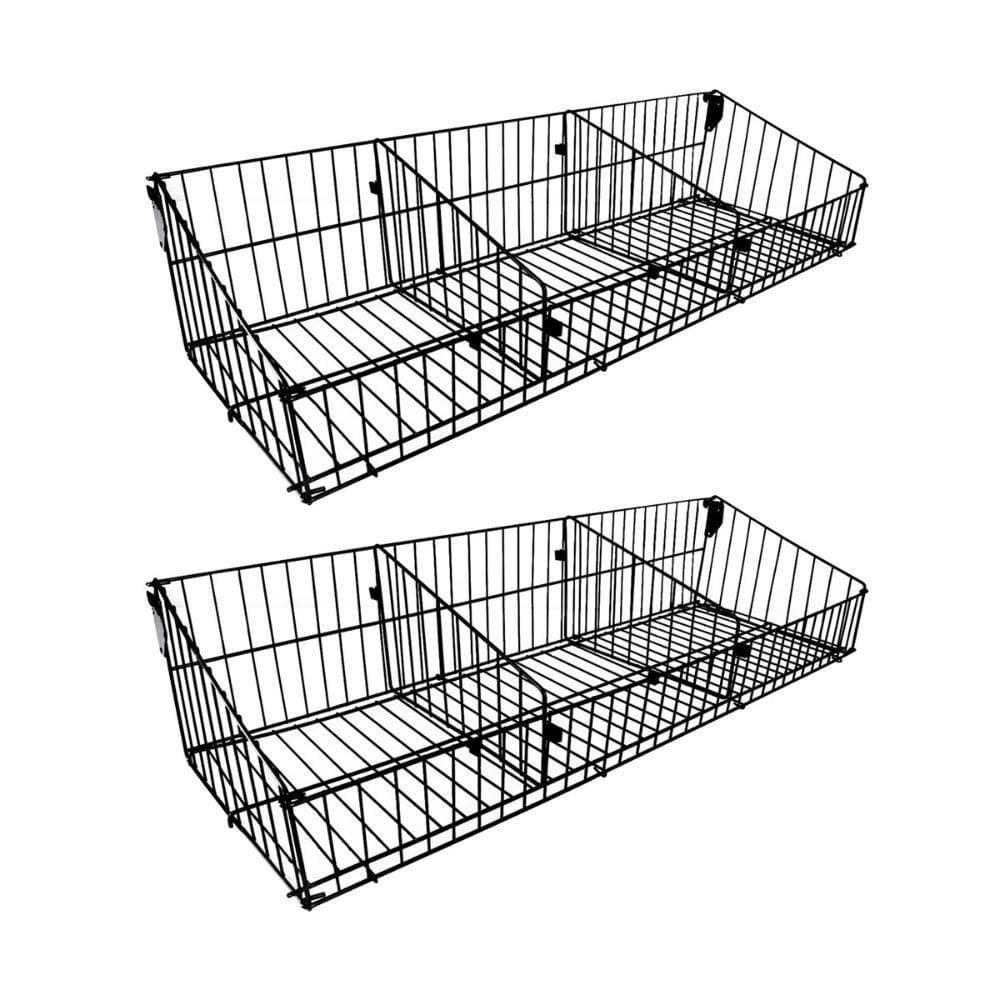 Kit - 2 Cestos 30cm Com Divisórias Para Organização De Gôndola Preto New Plus - Sa Gondolas