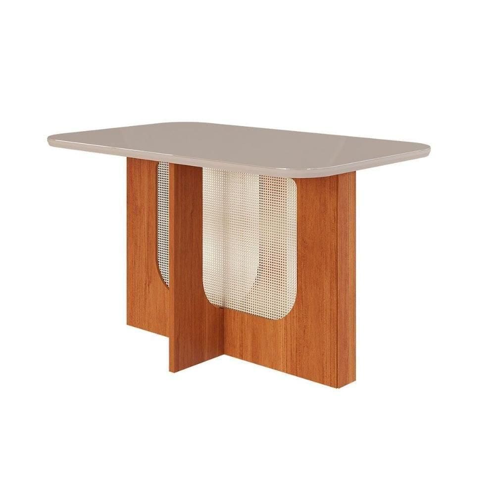 Mesa De Sala Jantar Louise Com tampo Vidro 130x80cm Cinamomo off White