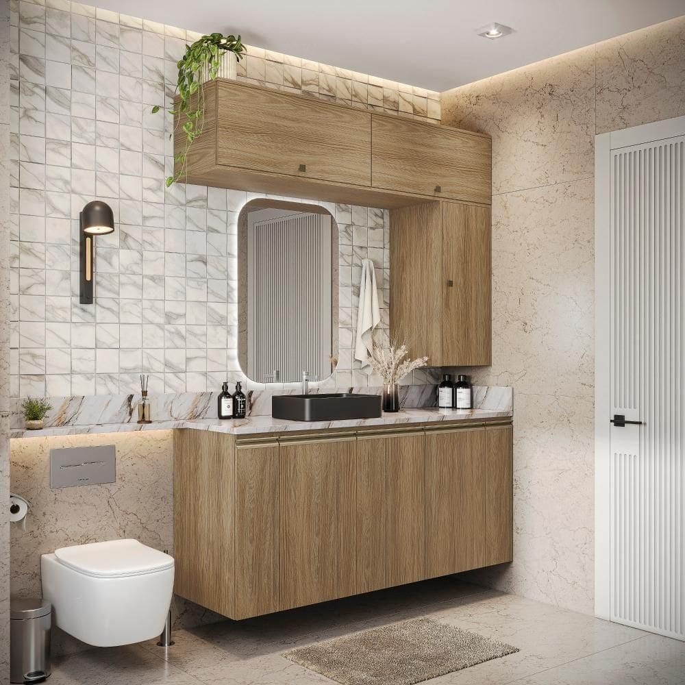 Conjunto Para Banheiro Kappesberg Celeste 7 Peças Nogueira 160cm