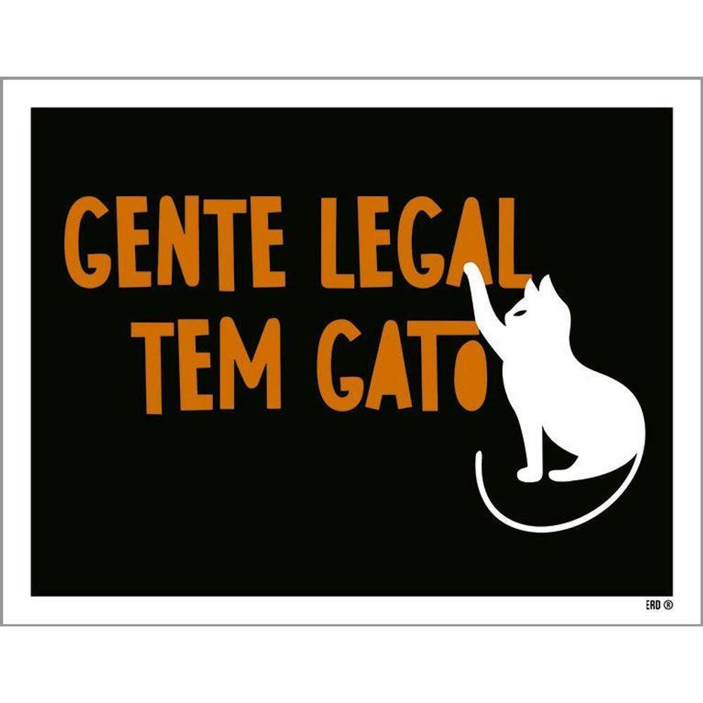 Kit 3 Placas Decorativa - Gente Legal Tem Gato