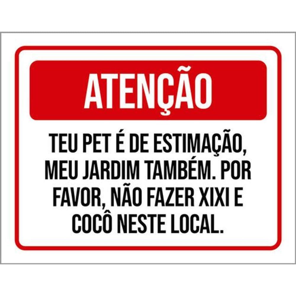 Kit 3 Placas Atenção Pet Estimação Jardim Xixi Cocô