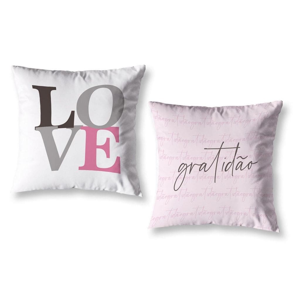 Kit 2 Almofadas Cheias 40Cm X 40Cm Estampadas Chevron Rosa
