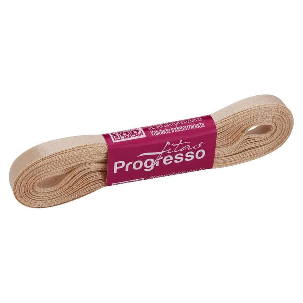 Fita Cetim Progresso Face Simples, 10M, 7Mm, Bege Cf001.236
