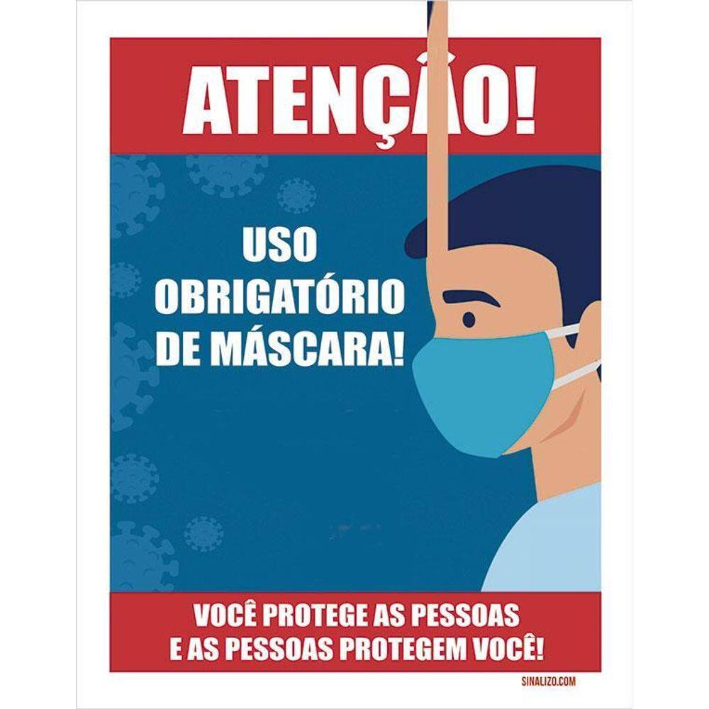 Placa Atenção Uso Obrigatório De Máscara 36X46