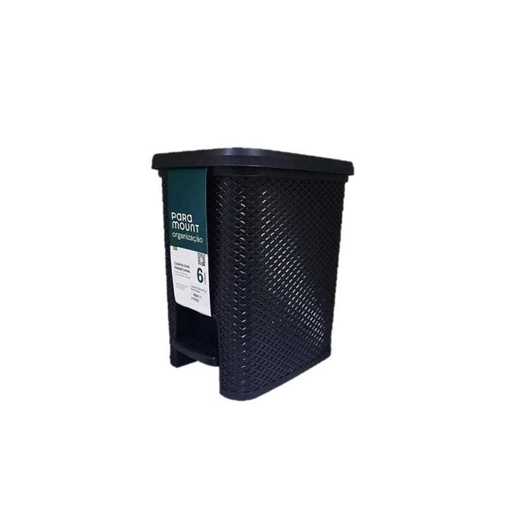 Lixeira Com Pedal 6 Lts Preta Linea