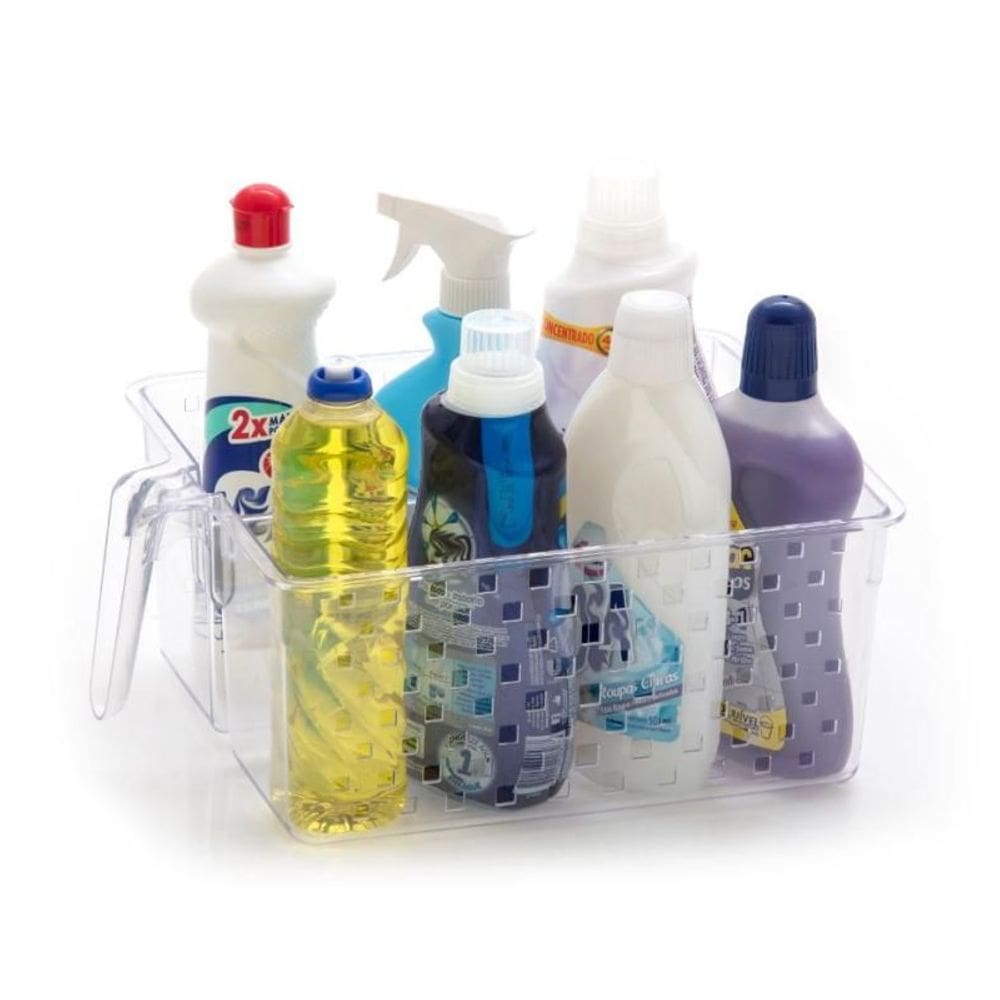 Cesto Organizador Com Alça E Divisória 34X26X14  Cristal