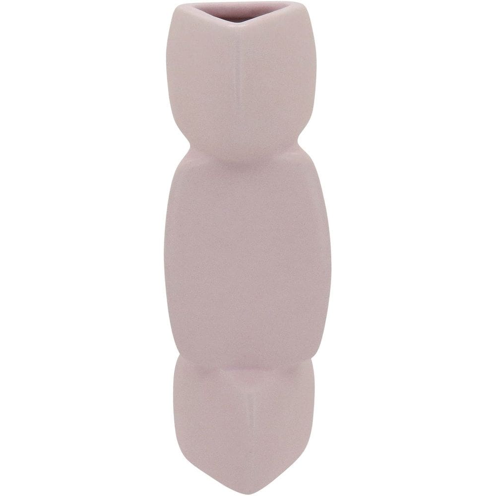 VASO DECORATIVO ENFEITE CASA GEOMÉTRICO HOME&CO CERÂMICA 21x7x7cm ROSA CLARO