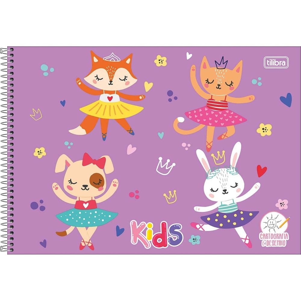 Caderno Espiral Cartografia e Desenho Capa Dura Sapeca Kids Menina/Menino 96 Fls - Tilibra