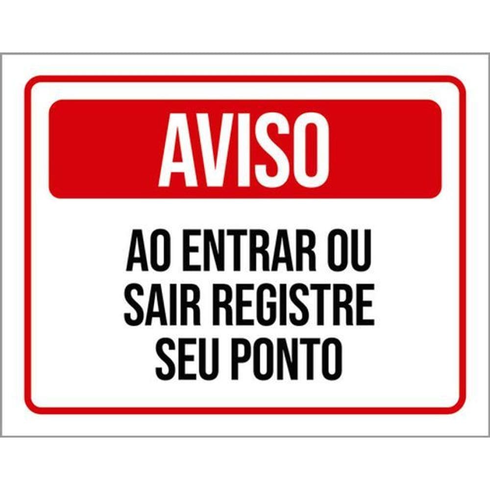 Kit 3 Placas Aviso Entrar Sair Registre Seu Ponto