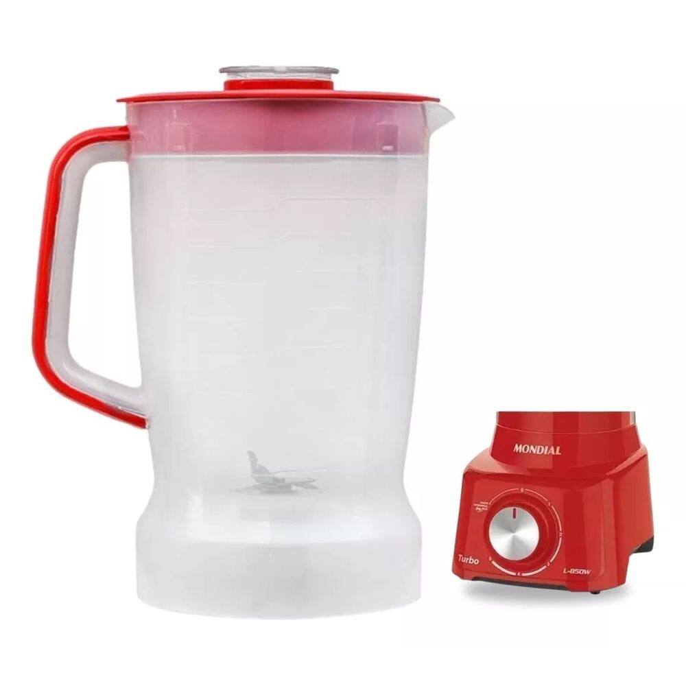 Copo Liquidificador Mondial L850 900w Cristal Tampa Vermelha