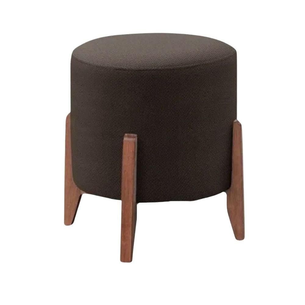 Puff Estofado Decorativo Redondo Thor Suede marrom