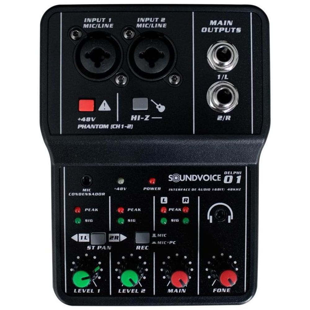 Mesa De Som Interface 2 Canais Multpista Soundvoice Delphi01