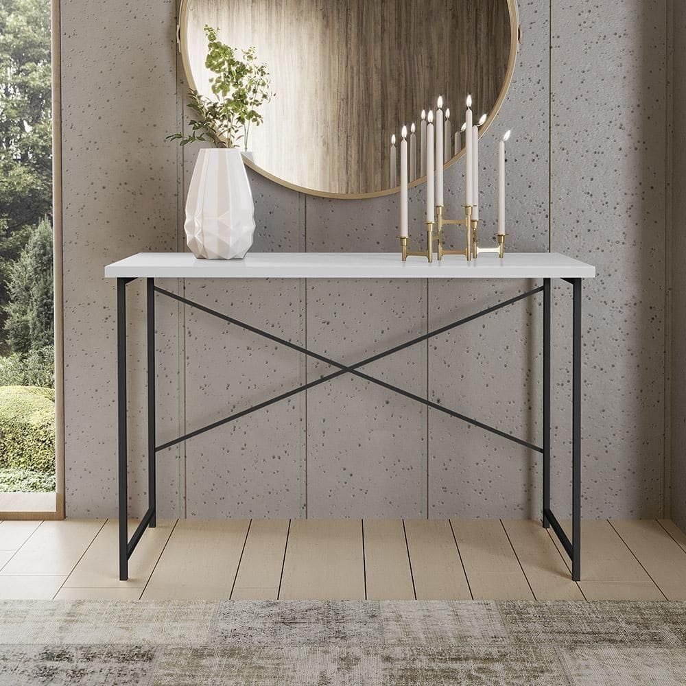 Aparador Steel 90 Cm Estilo Industrial Com Pés Em Aço Preto/branco