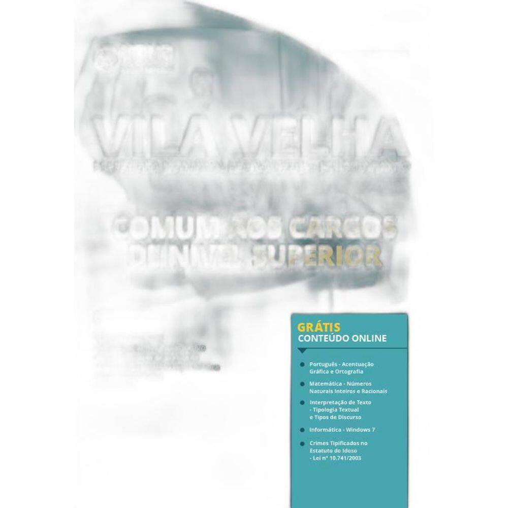 Apostila Vila Velha Es - Comum Aos Cargos De Nível Superior