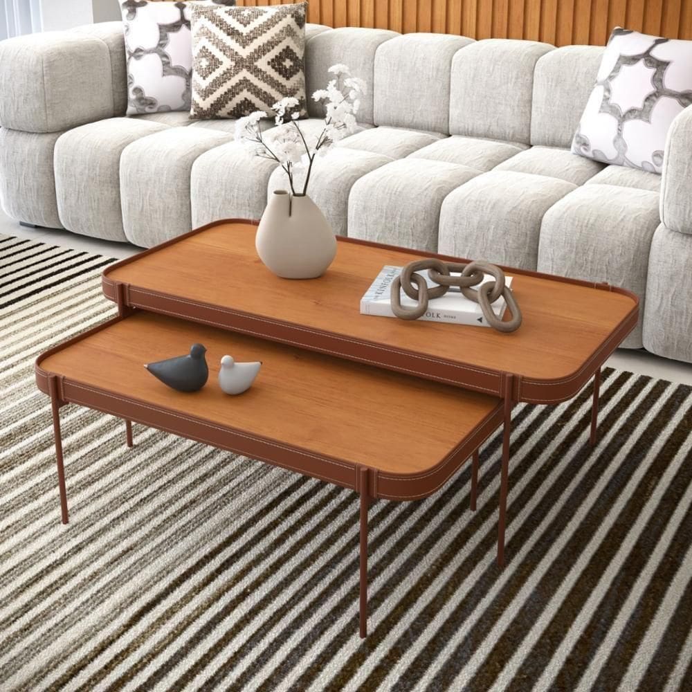 Mesa Retangular Para Sala Kuala Nature Cobre