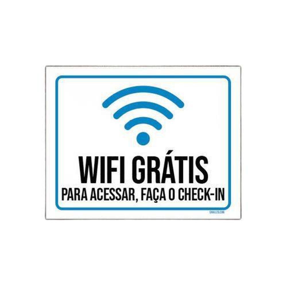 Placa Sinalização Wifi Acessar Faça Check-In 27X35