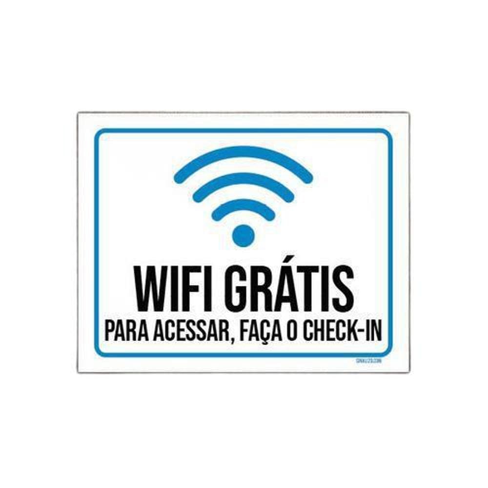Placa Sinalização Wifi Acessar Faça Check-In 27X35