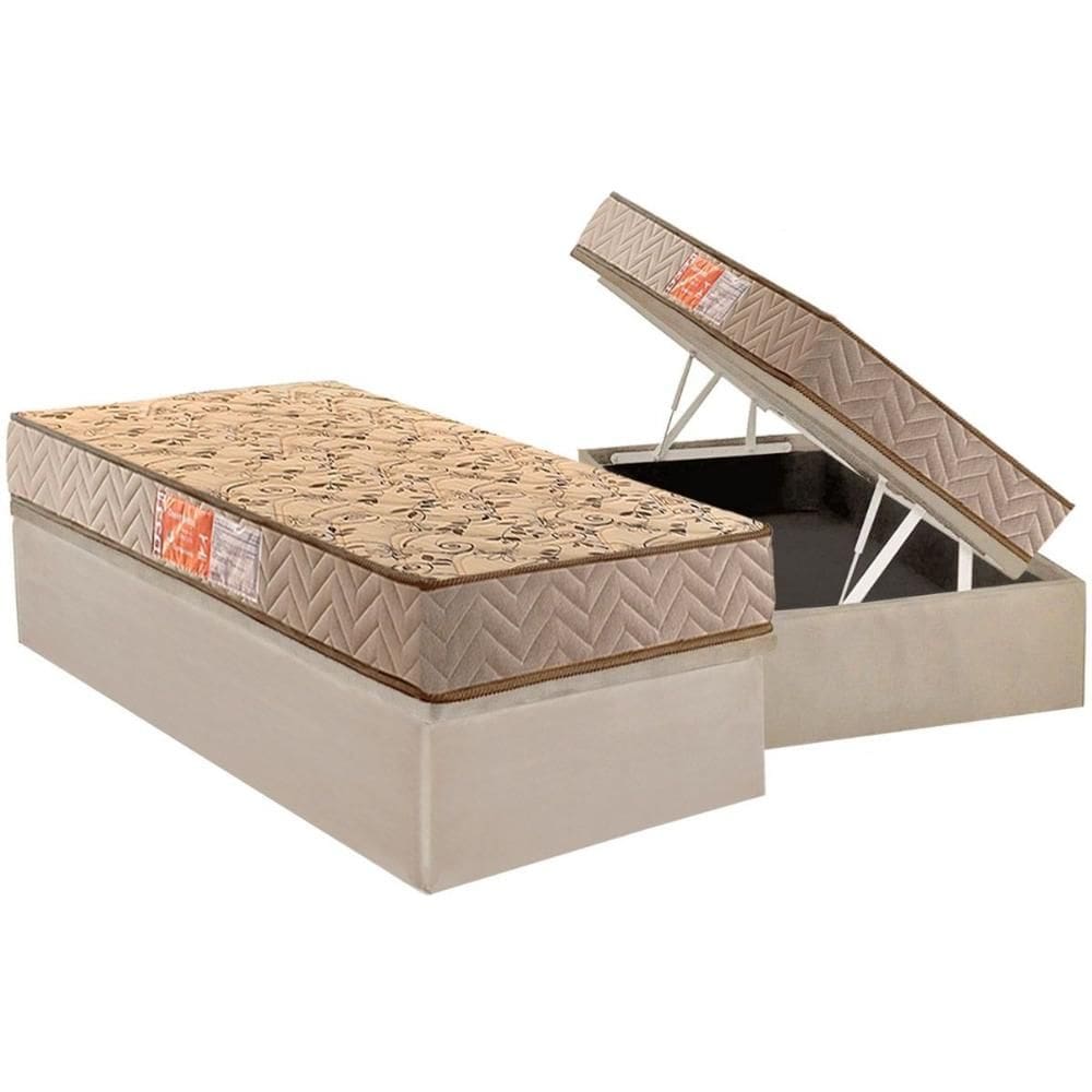Conjunto Box Baú Solteiro: Colchão Espuma Paropas D33 Pasquale Clean + Base CRC Suede Clean (88x188)