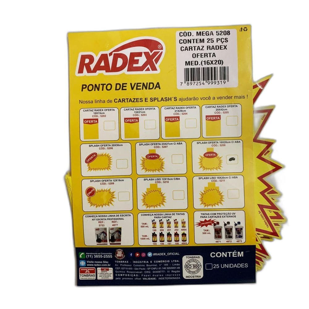 Cartaz Para Marcação Splash Liso Com Aba 12X15Cm Com 25