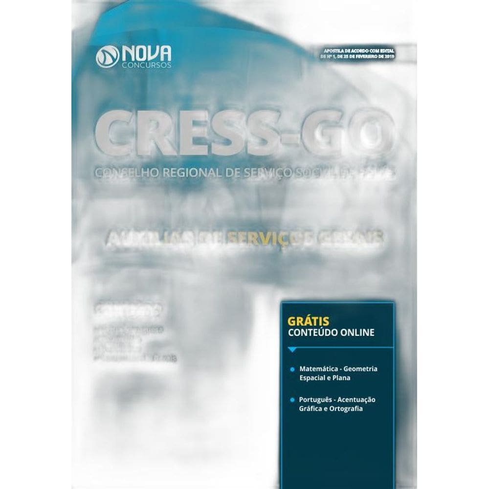 Apostila CRESSGO 2019  Auxiliar de Serviços Gerais