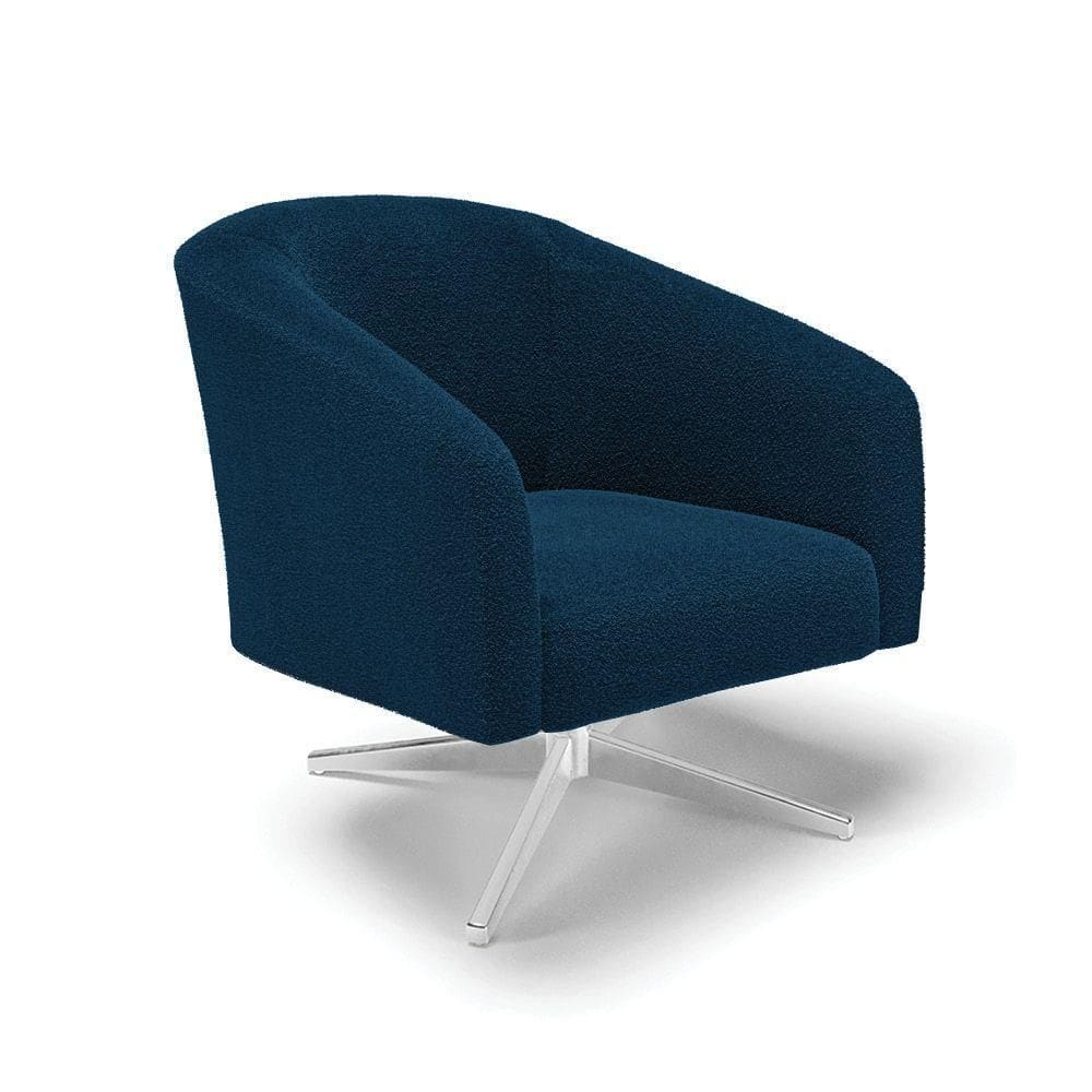 Cadeira Sala De Jantar Giratória Base Cromada Stella Bouclê D03 - D`rossi Cor Azul