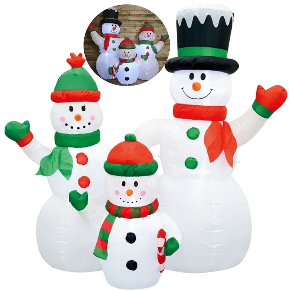 Boneco Neve Familia Inflavel Natal Enfeite Natalino Loja Comercio Shopping Casa