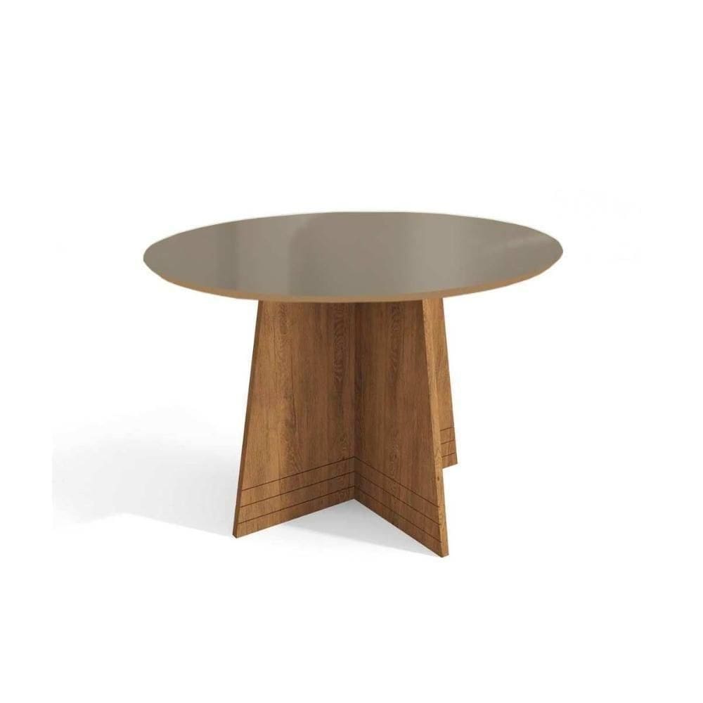 Mesa De Sala Jantar Lótus + Tampo Com Vidro 105x105cm Freijo bronze