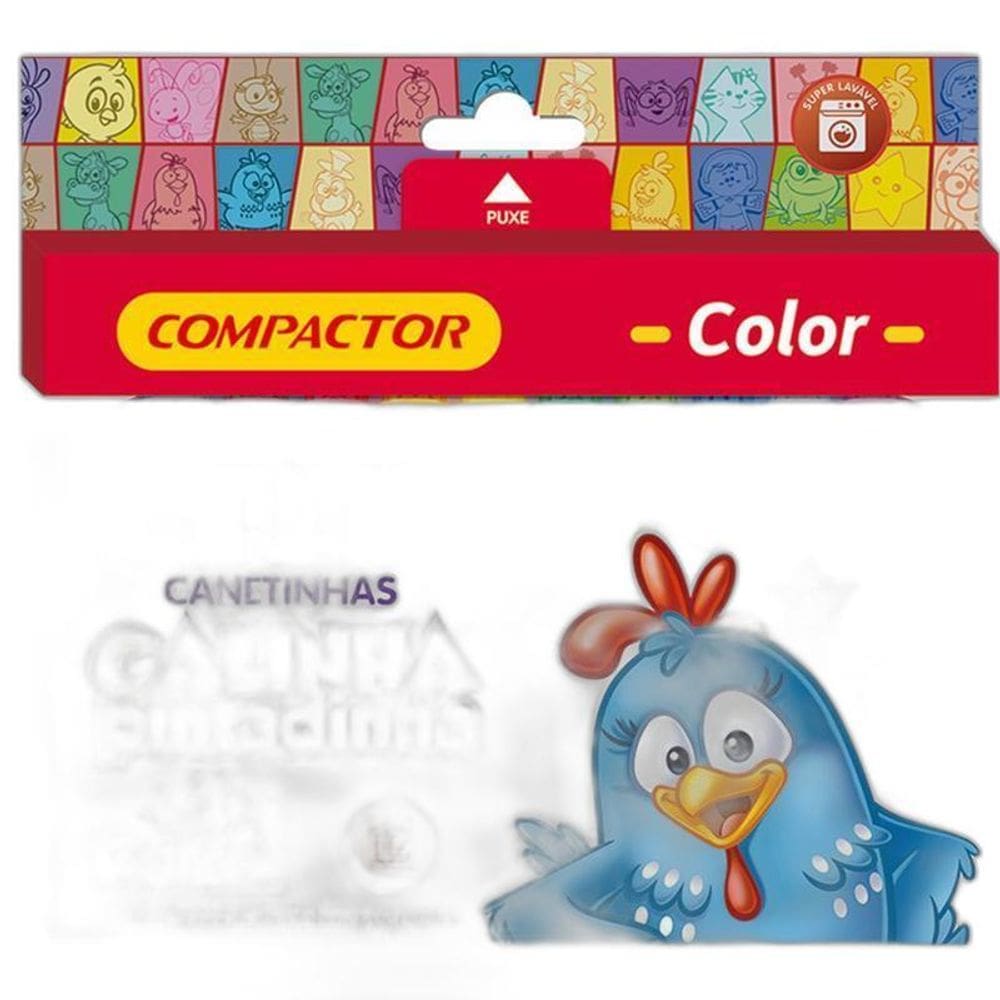 Caneta Hidrográfica Galinha Pintadinha 12 Cores Compactor