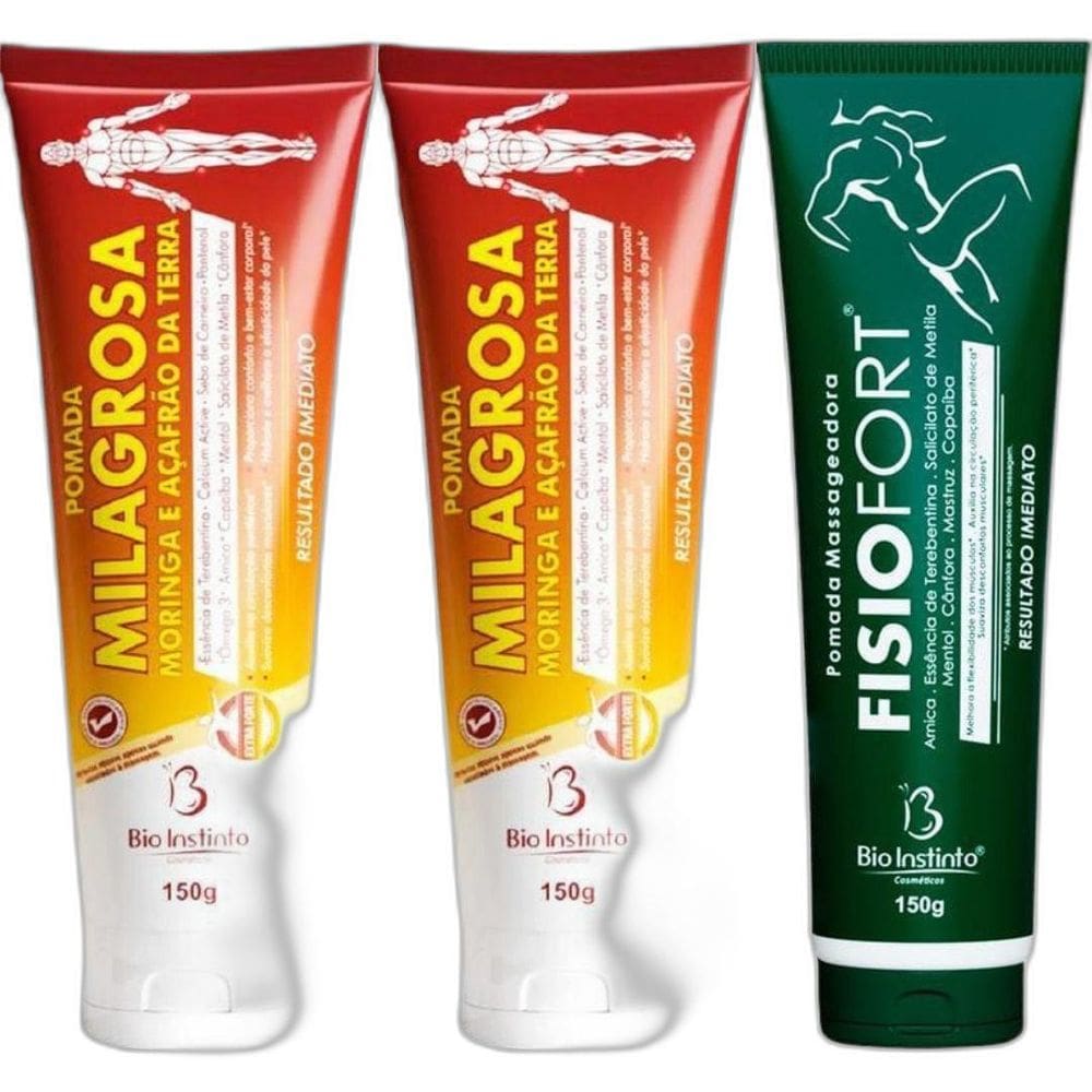 Kit 2 Pomada Massageadora Milagrosa 150G 1 Pomada Fisiofort