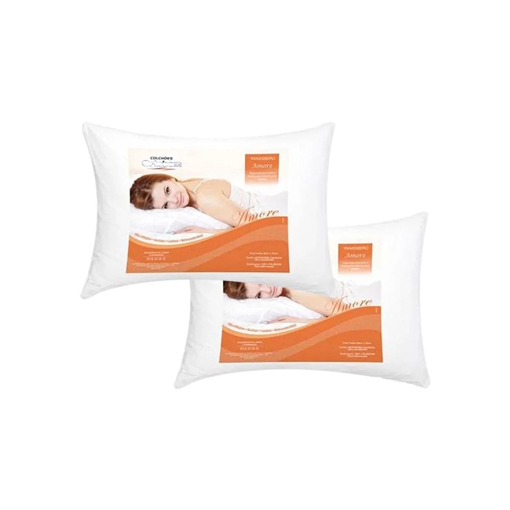 Kit 2 Travesseiros 100% Poliéster Amore Ortobom 50x70x20