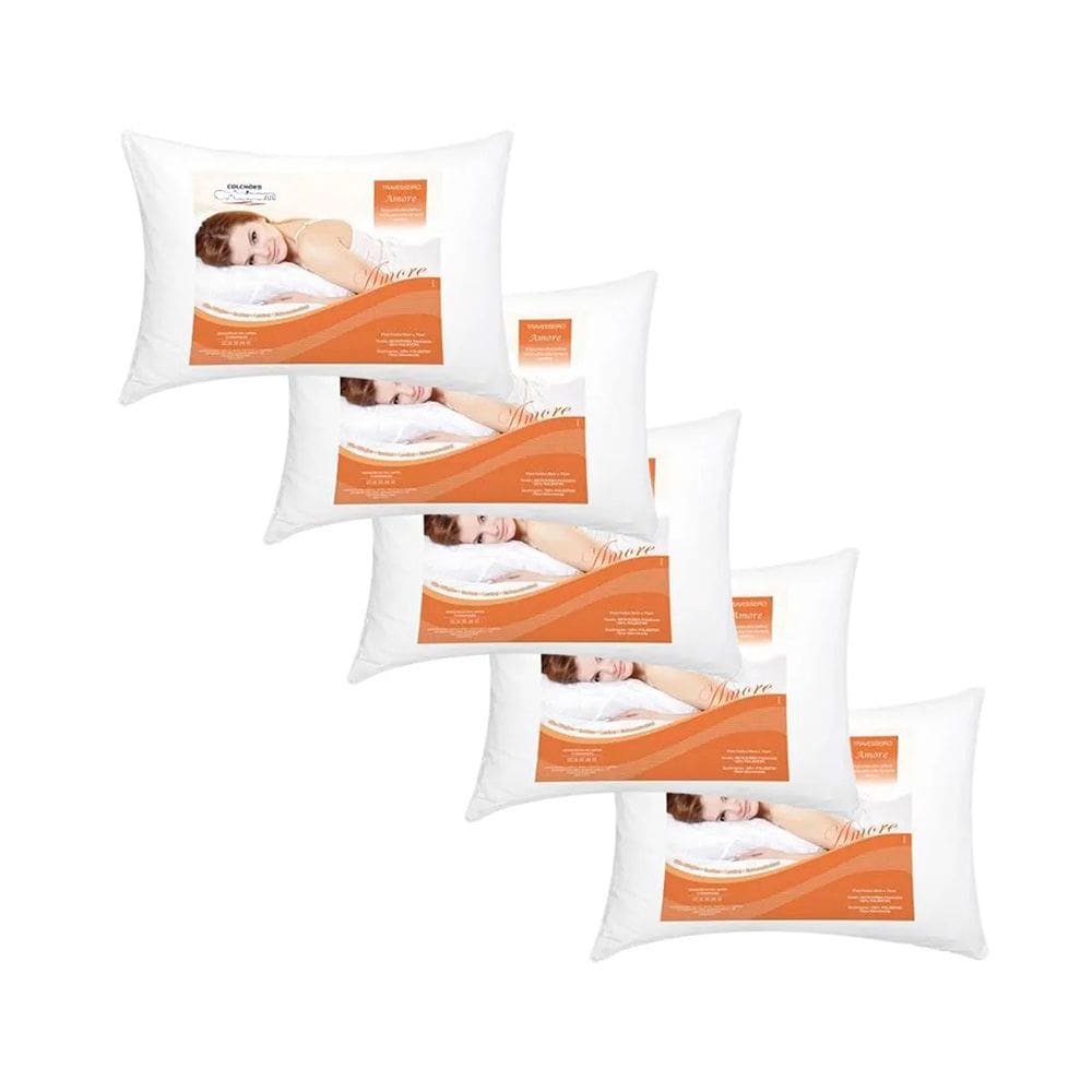 Kit 5 Travesseiros 100% Poliéster Amore Ortobom 50x70x20