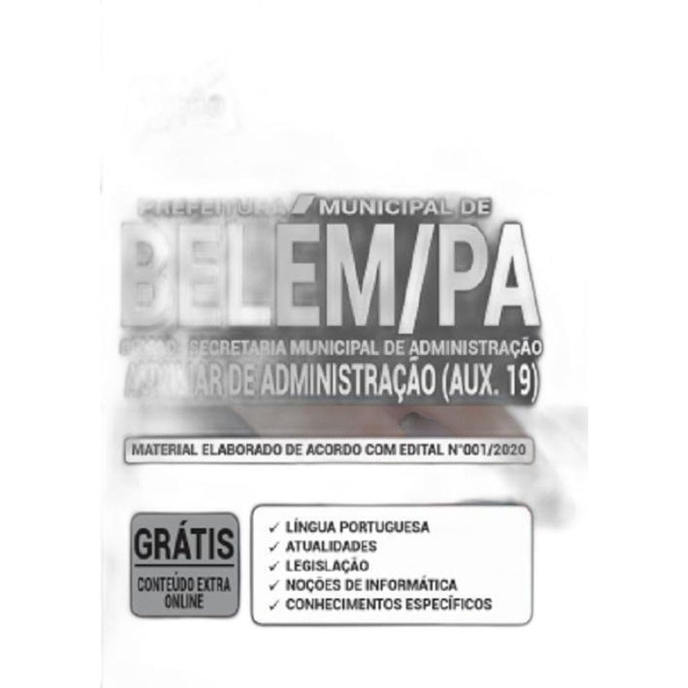 Apostila Pref Belém-Pa 2020 - Auxiliar Administração