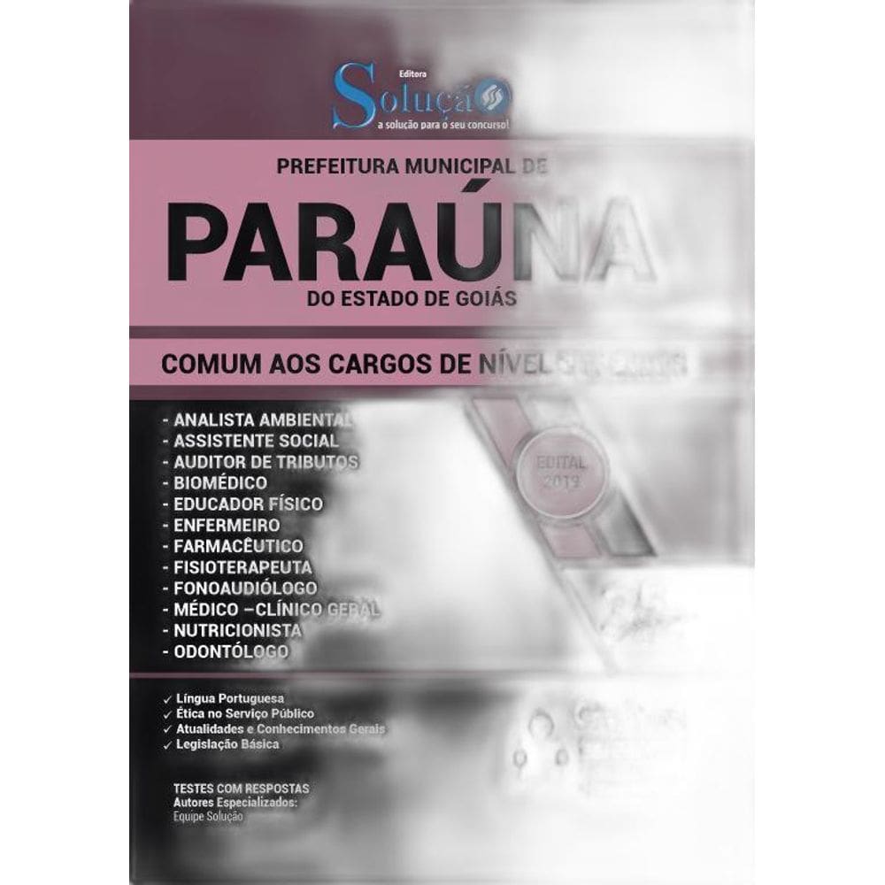 Apostila Paraúna Go - Comum Aos Cargos De Nível Superior