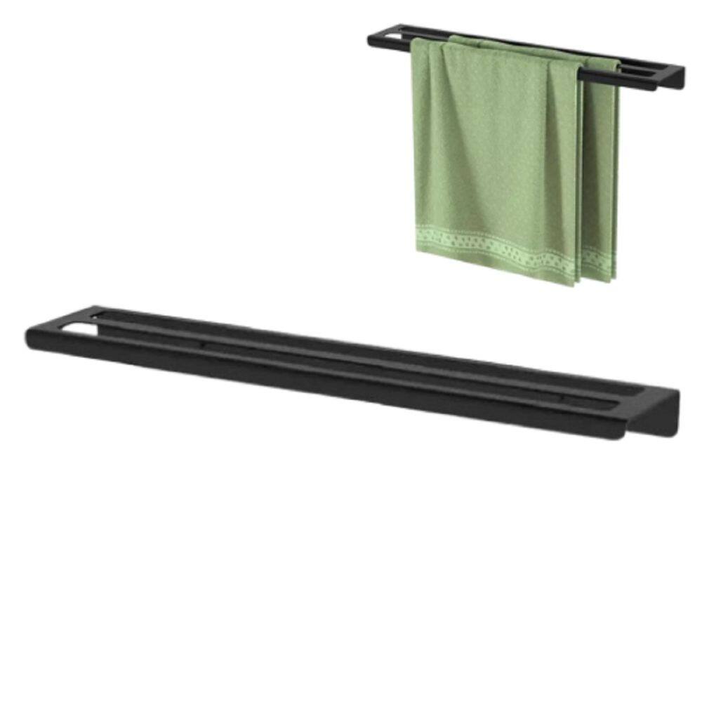 Suporte Toalheiro Duplo Preto Para Banheiro Future