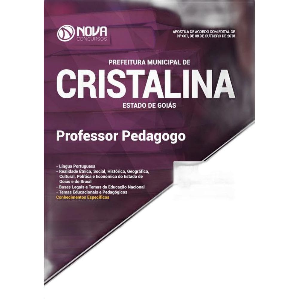 Apostila Prefeitura Cristalina GO 2018 - Professor Pedagogo
