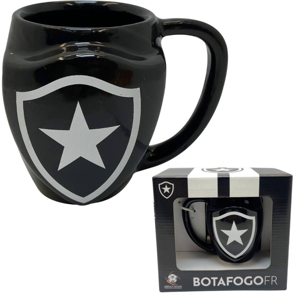 Caneca Botafogo Formato 3D Escudo Estrela Solitária Porcelana 270ml Oficial