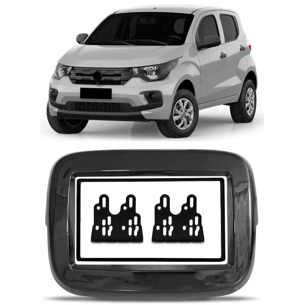 Moldura De Painel 2 Din 7\" Polegadas Fiat Mobi Para CD DVD 2 Dins - BLACK PIANO