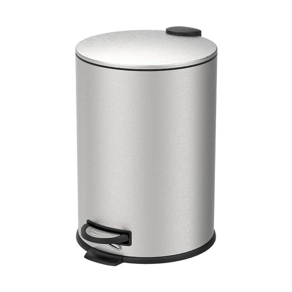 Lixeira Com Pedal E Balde 20l Aço Inoxidável Escovado Linha Spin Brinox Aço Inoxidável