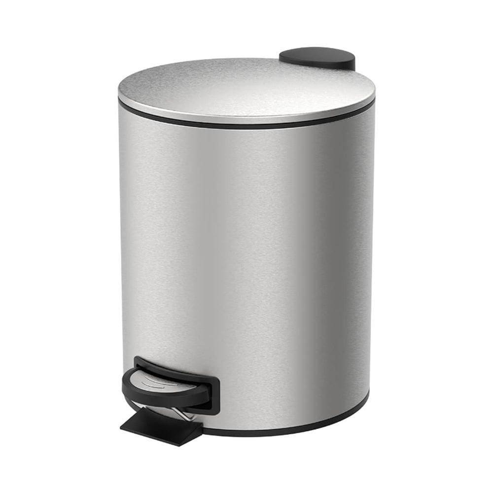 Lixeira Com Pedal E Balde 5l Aço Inoxidável Escovado Linha Spin Brinox Aço Inoxidável