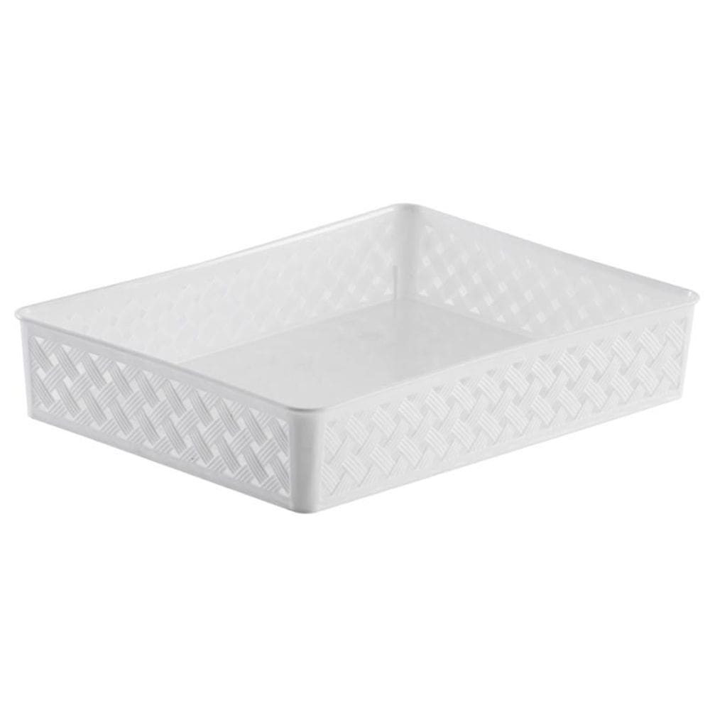 Cesto Organizador Rattan 34 X 25 X 6,5 Branco