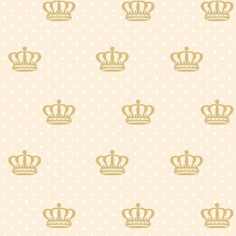 Papel De Parede Poa Coroa E Circulos Branco Autocolante Sala