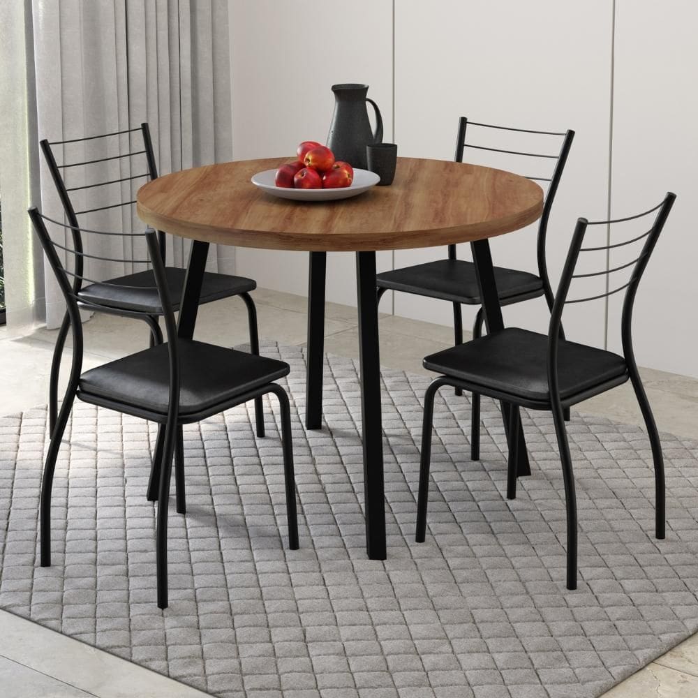 Conjunto Sala de Jantar 6 Cadeiras Austin Carraro Nogal Preto