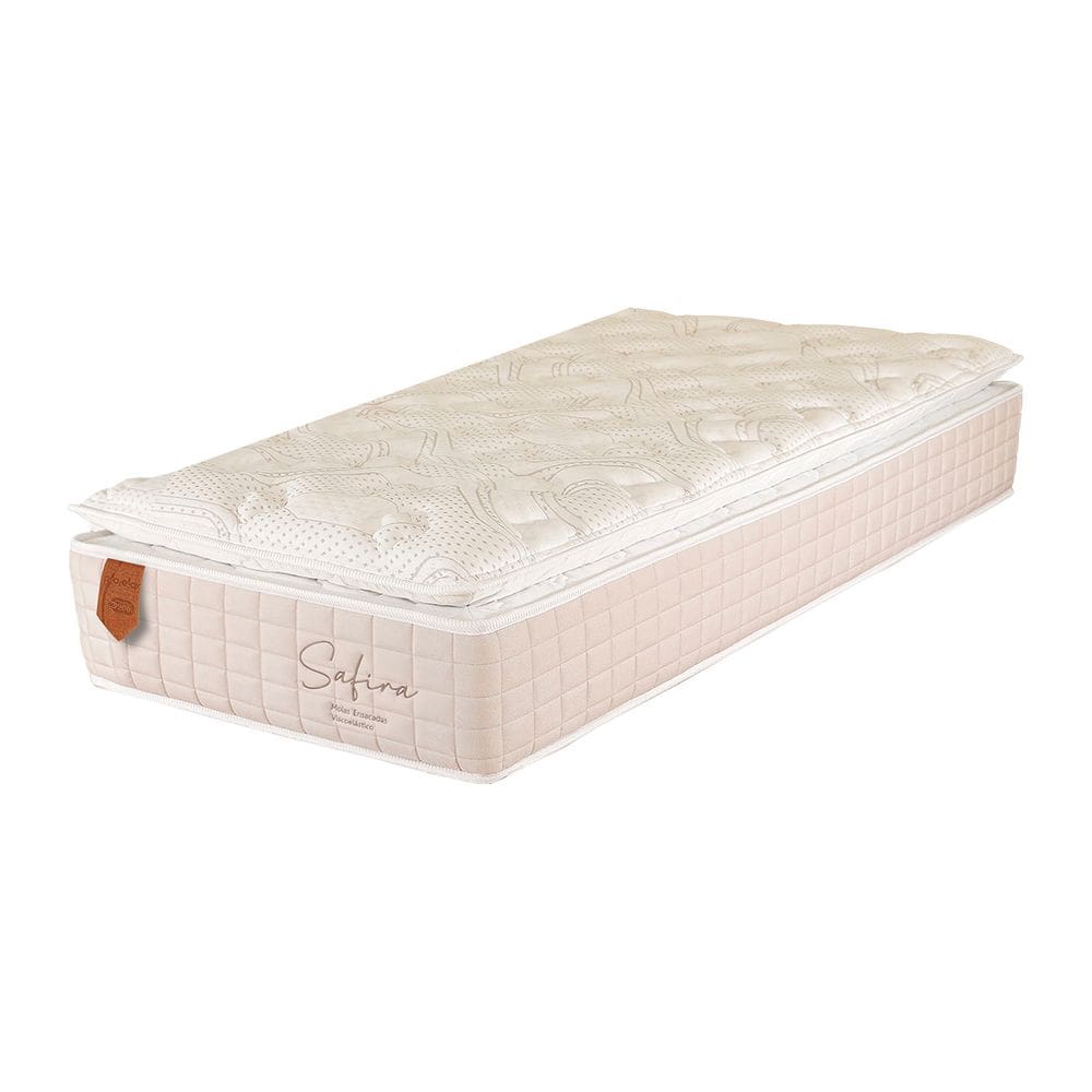Colchão Solteiro King 96X203X30 Safira Prorelax Molas Ensacadas Pillow Top Viscoelástico - Areia