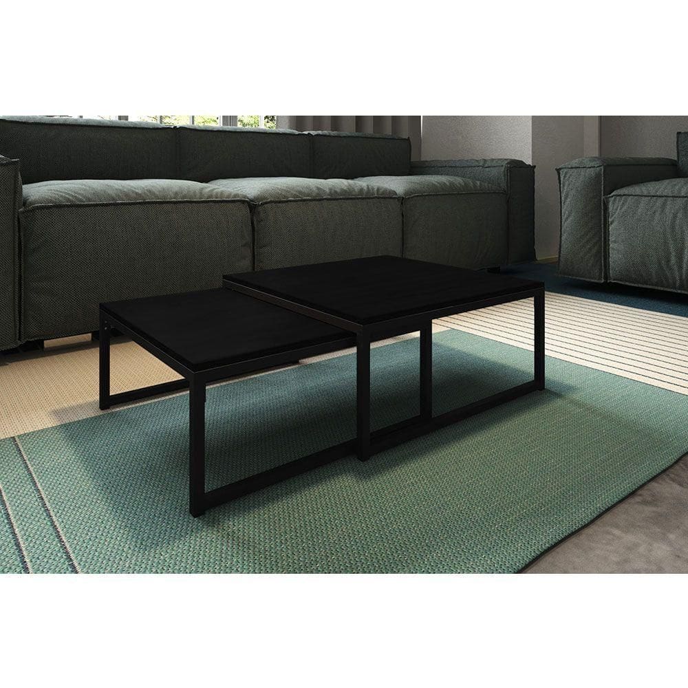 Duo Mesa De Centro Catarina Preto E Tampo Preto