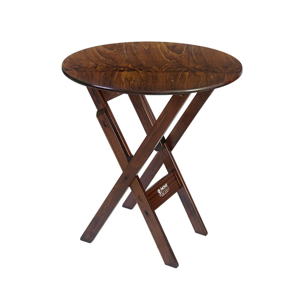 Mesa Redonda 70cm Dobrável Em Madeira Maciça - Imbuia