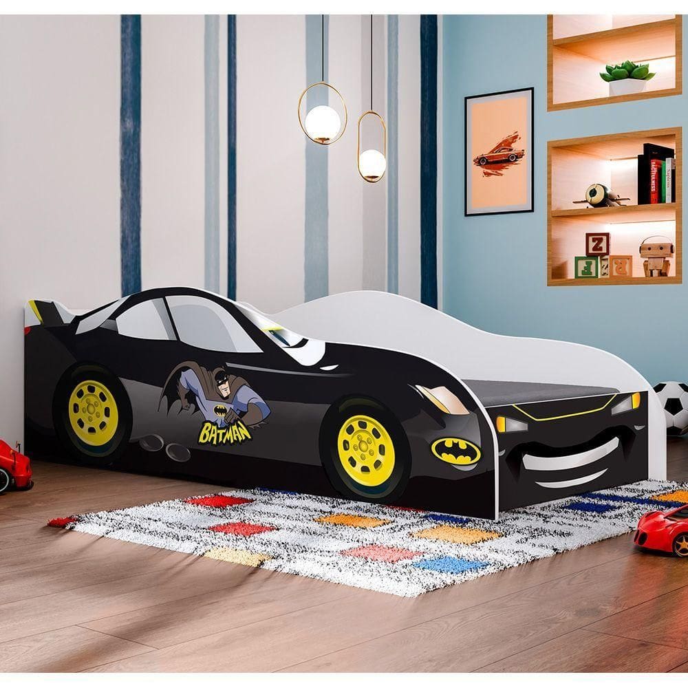 Mini Cama Juvenil Carro Personagem Carro Batman Cama Infantil Preto