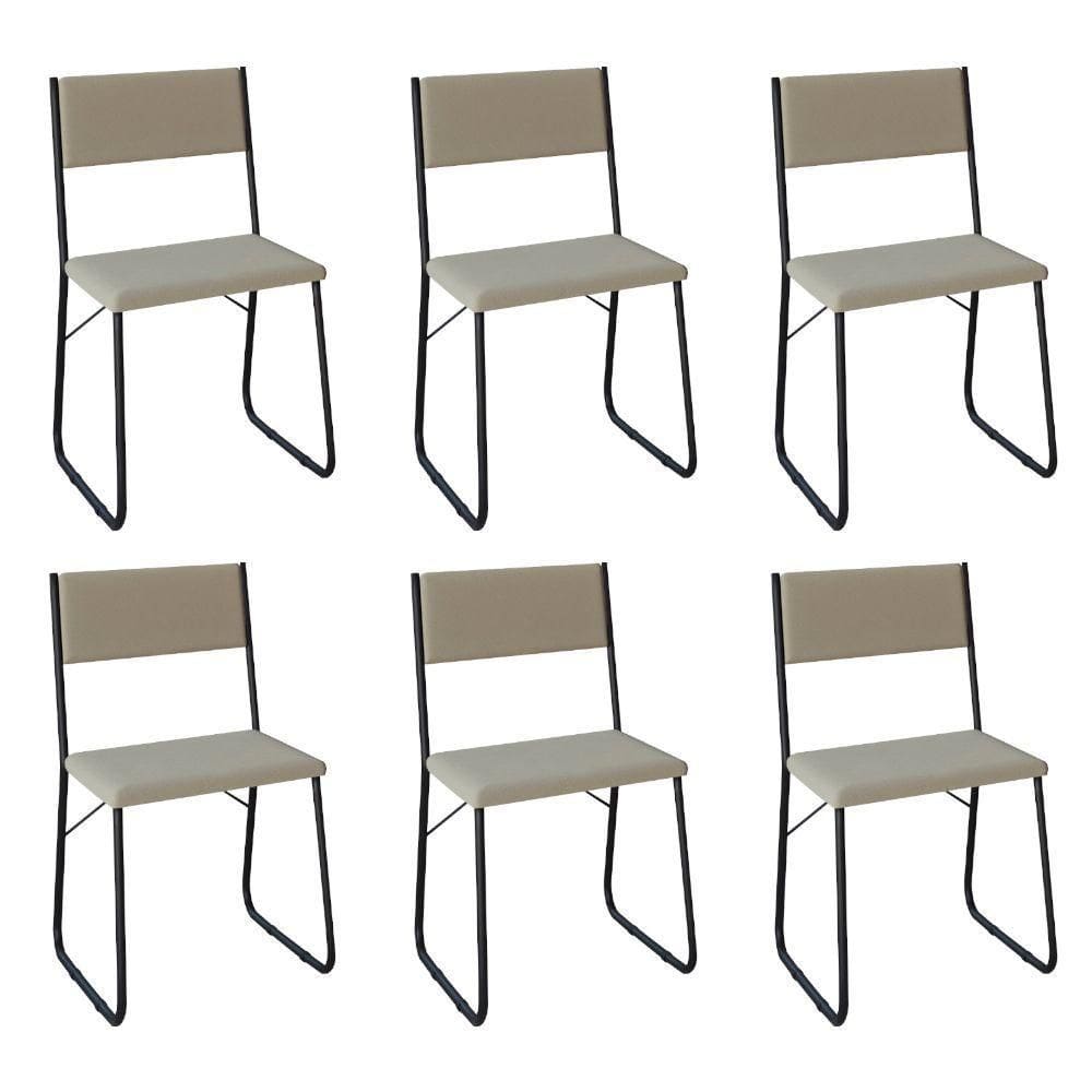 Kit 6 Cadeiras De Jantar Estofadas Angra Bege