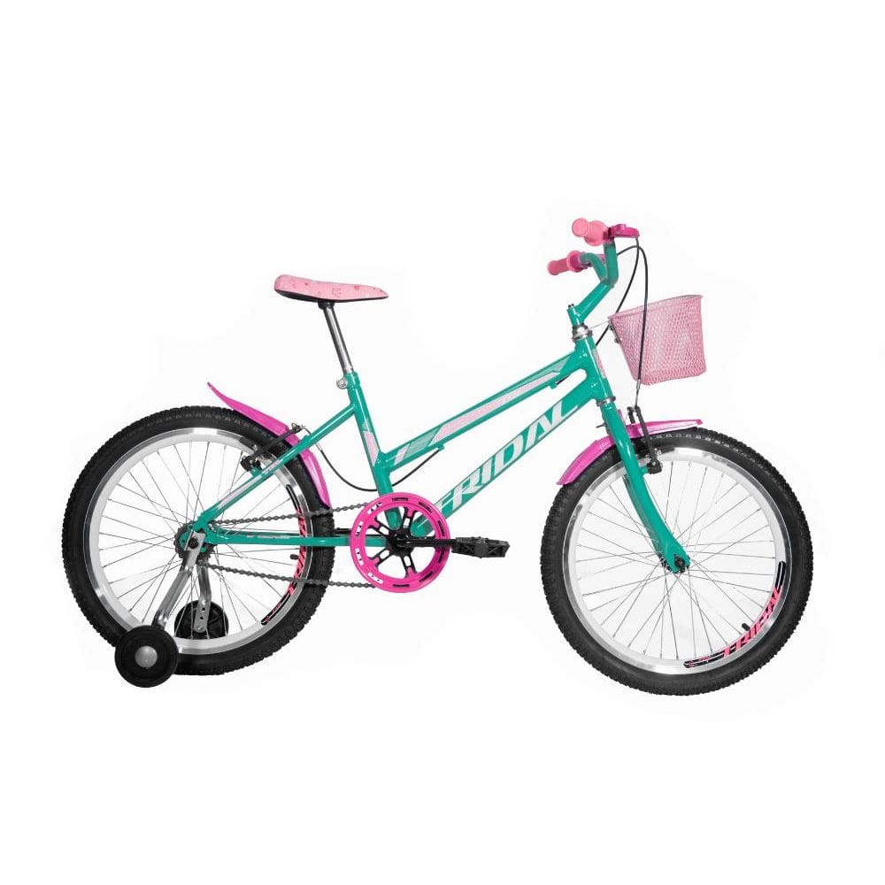 Bicicleta Aro 20 Feminina Infantil Roda Lateral Tridal - Azul Turquesa