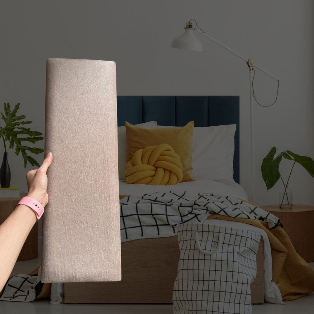 Kit 5 Módulos Estofado Cabeceira Cama Casal 20x60cm Bege