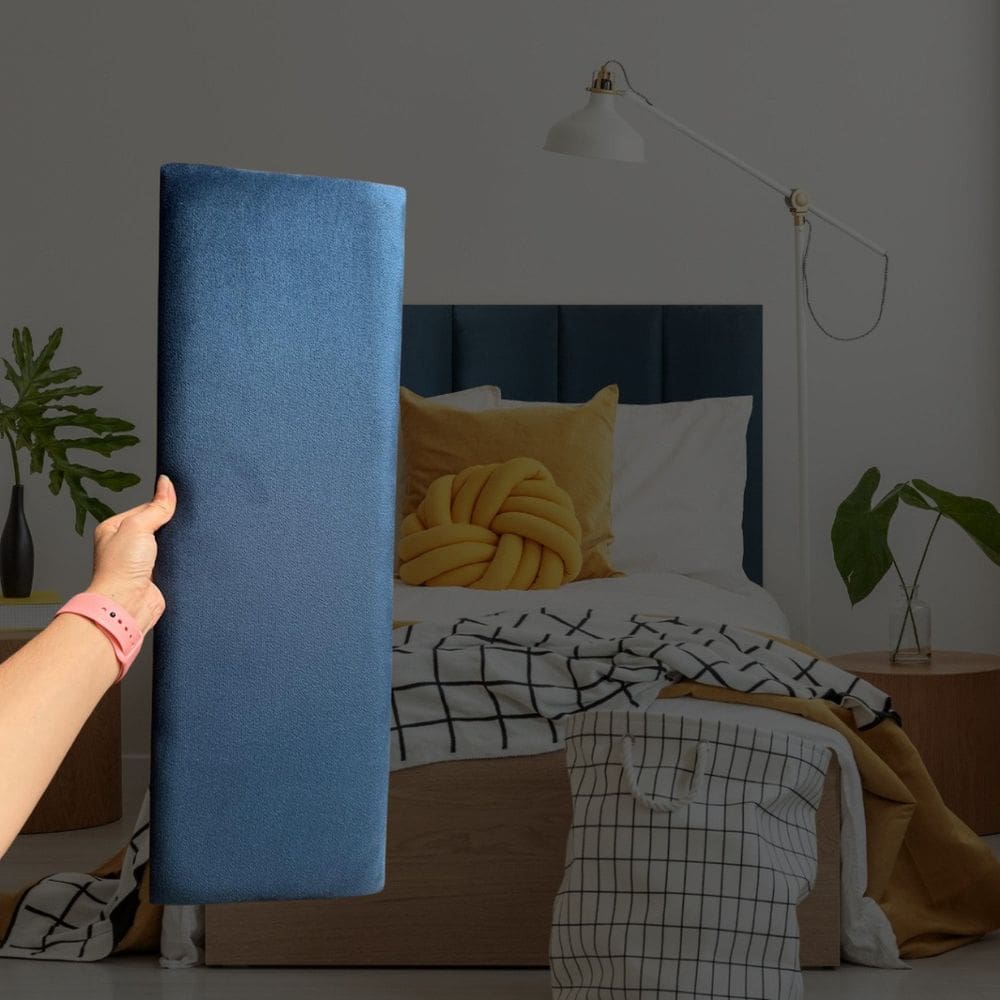 Kit 5 Módulos Estofado Cabeceira Cama Casal 20x60cm Azul
